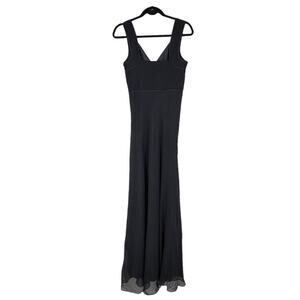 Isaac Mizrahi for Target Black 100% Silk Faux Wrap Maxi Evening Dress Size 6